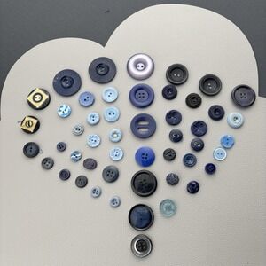 Vintage Blue Button Lot | Bakelite, Casein & Glass Mix | 1930s–50s Sewing Crafts